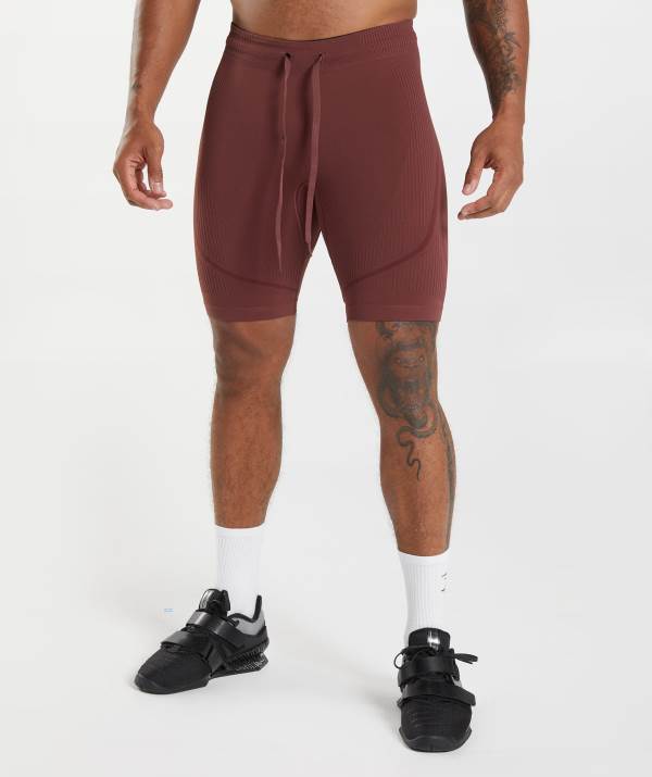 Panske Šortky Gymshark 315 Seamless 1/2 Ruzove Hnede / Bordove | FA8764301